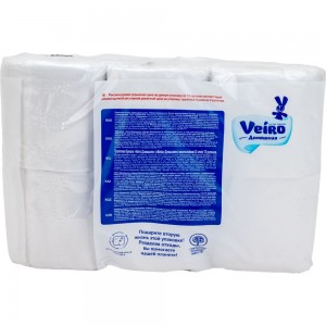 Туалетная бумага Veiro Домашняя 2-х слойная, белая, 12 шт 34398