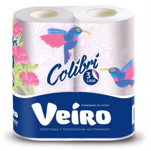 Бумажные полотенца VEIRO Linia Colibri 3 слоя, 2 рулона 8П32
