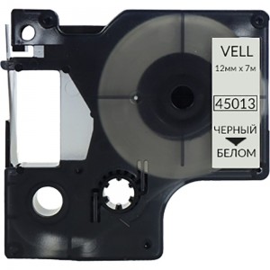 Лента Vell VL-D-S0720530/45013 12 мм, черный на белом, для LM 210D/PnP/280/420P/500TS/Rhino 328661