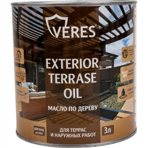 Масло для дерева VERES exterior terrase oil, 3 л, белое 255541
