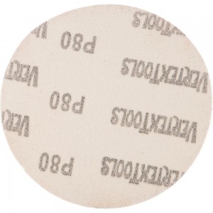 Круг абразивный под липучку 125 мм, Р80, 100 шт vertextools 12800-125-80