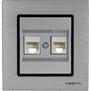 Двойная розетка Vesta Electric Exclusive Silver Metallic для сетевого кабеля LAN FRZ00041019SER