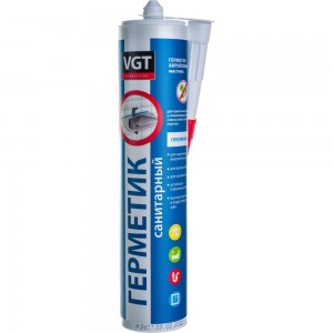 Акриловый герметик VGT мастика для внут. и нар. работ санитарный прозрачный 0,28кг 11604933