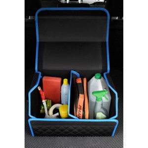 Сумка-органайзер в багажник Vicecar синяя нить/темно-синий кант, логотип HONDA VC733_темносиний