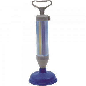 Вантуз Vidage вакуумный помповый с насадками 16.5 и 6 см, цвет: серый, синий 0921003