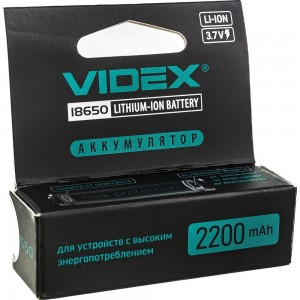 Аккумулятор Videx 18650 2200mAh 1 шт с защитой VID-18650-2.2-WP