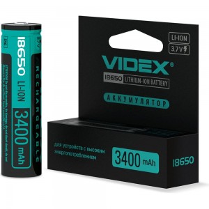 Аккумулятор Videx 18650 3400mAh 1pcs/box с защитой VID-18650-3.4-WP
