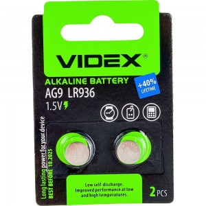 Щелочная/алкалиновая батарейка VIDEX AG9/394/936 2 штуки на блистере VID-AG09-2BC