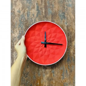 Настенные часы Vilart керамические, круглые, размер 25.5x25.5x5.5 см, красные 18-302