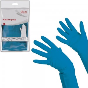 Хозяйственные резиновые многоцелевые перчатки VILEDA с х/б напылением, прочные, размер L, 602152