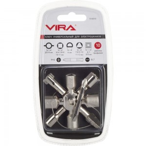Ключ для электрошкафов VIRA с 10 рабочими профилями и битой 514010
