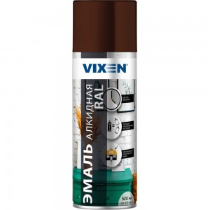 Алкидная эмаль VIXEN коричневая RAL 8012, аэрозоль, 520 мл VX18012