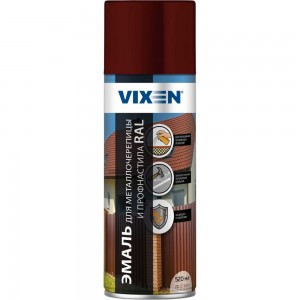 Эмаль для металлочерепицы и профнастила Vixen винно-красный RAL 3005 аэрозоль 520 мл VX-43005