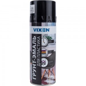 Грунт-эмаль Vixen для пластика, черный матовый RAL 9005, аэрозоль 520 мл VX-50100