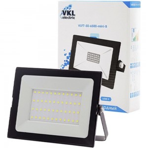 Прожектор VKL electric LED 50W VLF7-50-6500-mini-B 6500К 4500Лм 220V IP65 черный 1/ 30 1013399