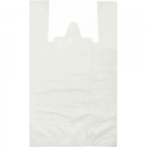 Белый пакет майка ВОЛГА ПОЛИМЕР с ручками, 24х44 см, 10 мкм, 100 штук Т3108