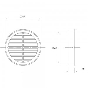 Решетка круглая вентиляционная (d=47 мм; серая) Volpato 2190-443-GR
