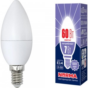 Светодиодная лампа Volpe LED-C37-7W/DW/E14/FR/NR. Форма свеча, матовая. UL-00003794