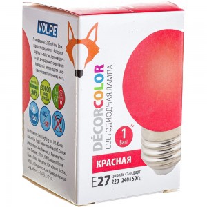 Декоративная светодиодная лампа Volpe LED-G45-1W/RED/E27/FR/С UL-00005646
