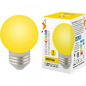 Декоративная светодиодная лампа Volpe LED-G45-1W/YELLOW/E27/FR/С UL-00005649