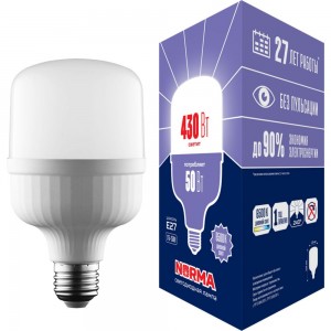 Светодиодная лампа Volpe LED-M80-50W/6500K/E27/FR/NR, матовая Серия Norma UL-00006792