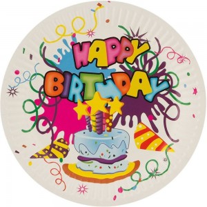 Набор бумажных тарелок Волшебная страна Happy Birthday 18 см, 6 шт 007148