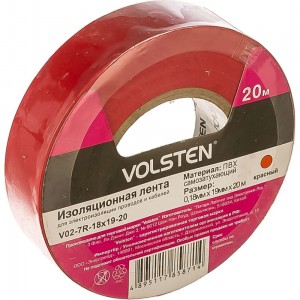 Изолента Volsten V02-7R-18х19-20 0,18х19 мм красная 20 метров 9787