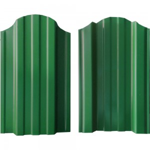 Металлический штакетник двусторонний фигурный ВОЛЯ (20 шт, RAL 6005, зеленый мох, 1,8 м) ШТ-043