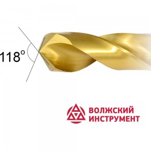 Сверло по металлу ц/х средняя серия с покрытием нитридом титана (6 мм; Р6М5-TiN; А) Волжский Инструмент 161756