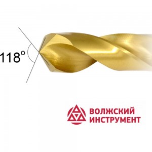 Сверло по металлу ц/х средняя серия с покрытием нитридом титана (3 мм; Р6М5-TiN; А) Волжский Инструмент 152329