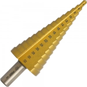 Сверло ступенчатое 4-32 мм, 15 ступеней, Р6М5 нитрид титан Волжский Инструмент 5038004