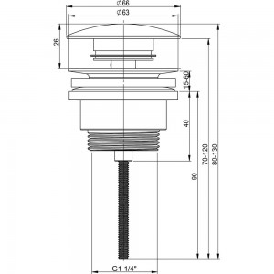 Универсальный донный клапан для раковины Wellsee Drainage System 182143000