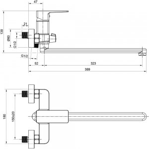 Смеситель для ванны Wesnaart narcis NAR06-320BL-25221