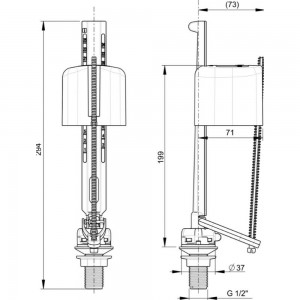 Сливной механизм WIRQUIN двухрежимный, ONE 3/6 L, заливной клапан Kompact донный 1/2 10975008