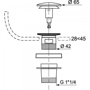 Донный клапан для раковины Wirquin КЛИК КЛАК с отверстием для перелива 30717648