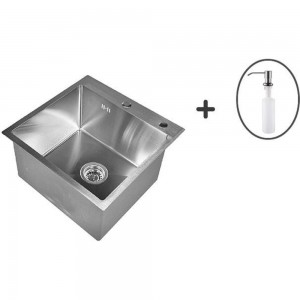 Комплект кухонная мойка WISENT из нержавеющей стали, 50x50 см, с дозатором WGS35050/W405A/WGER010
