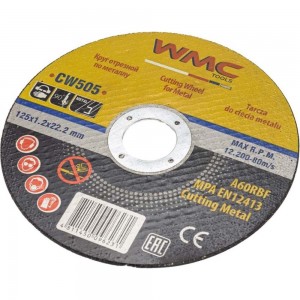 Круг отрезной абразивный 125x1.2x22.2 мм WMC TOOLS WMC-CW505(56697)