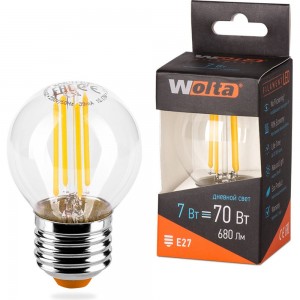 Лампа LED Wolta FILAMENT, 4000К, 25S45GLFT7E27