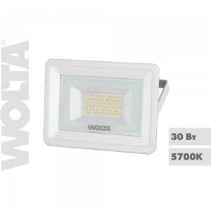 Светодиодный прожектор Wolta, 5700K, 30 W SMD, IP 65, цвет белый, слим WFL-30W/06W