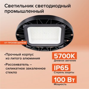 Промышленный светильник Wolta, LED 100Вт 10000лм 5700K IP65 UFO-100W/02