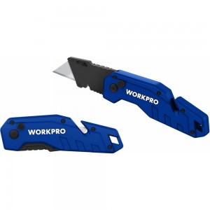Складной быстросменный нож WORKPRO с нейлоновой рукояткой, 10 лезвий, трапециевидные лезвия WP211008