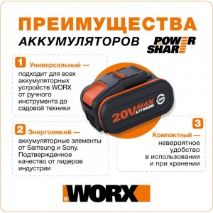 Аккумулятор 20В 2,0 Ач WORX WA3551