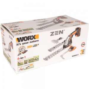 Аккумуляторные ножницы для стрижки травы и кустарников WORX АКБ 1x2 А*ч и ЗУ, в комплекте с тяпкой WG801E.5