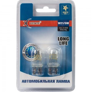 Автомобильная лампа XENITE W21, 5W W3x16q, LONG LIFE, 12V, 2 шт. 1007114