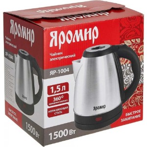 Электрический чайник Яромир ЯР-1004 нержавеющая сталь, 1500 Вт, 1.5 л 0R-00002131
