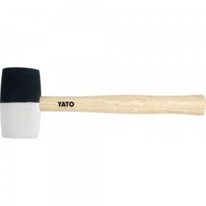 Резиновая киянка YATO 580 г, с деревянной рукояткой, черно-белая YT-4603