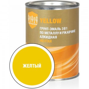 Грунт-эмаль по ржавчине ЗАО Декарт 3 в 1 желтый 0,8 кг 30535