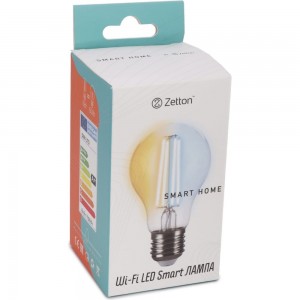 Умная лампа Zetton LED Wi-Fi Bulb A60 E27 6Вт 2200-6500К прозрачная ZTSHLBWCWE271RU