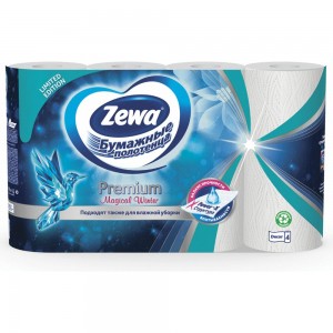Бумажные впитывающие полотенца ZEWA Premium Decor 2-х слойные, 4 рулона, 4x14 м 144124 113849