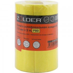 Бумага шлифовальная наждачная (5 м; 115 мм; Р80) ZOLDER Z-105-5-80
